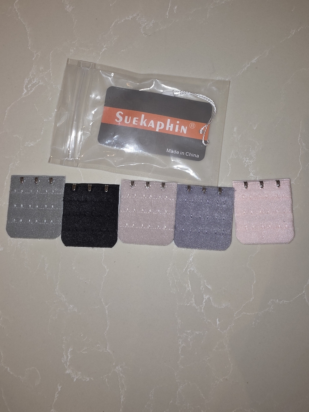 5-Pack Bra Extender Set in Gray, Black, Mauve, Lavender, and Light Pink